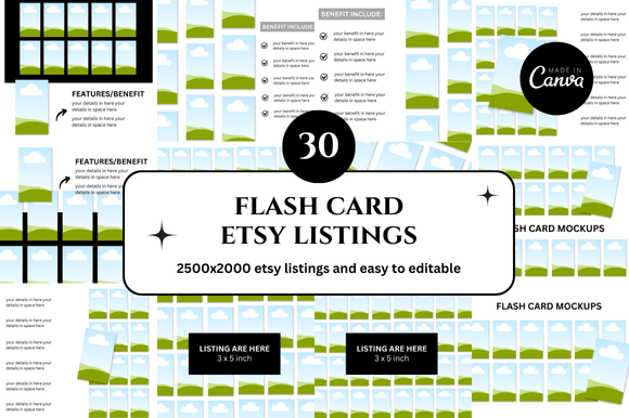 30 Flash Card Etsy Listings Mockup: Elevate Your Shop's Visuals