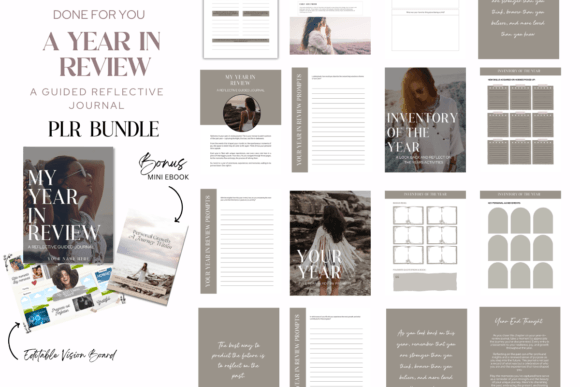 A Year in Review Guided Journal Bundle: Your Design Asset