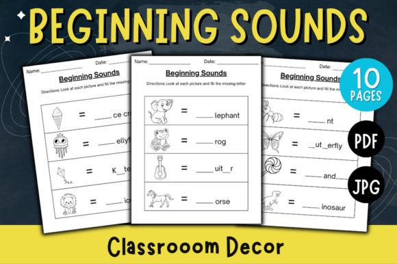 Beginning Sounds Fill the Missing Letter: A Visual Learning Tool