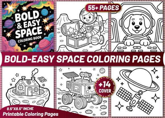 Bold & Easy Space Coloring Pages: A Design Asset for All Ages