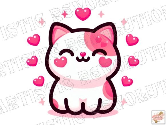 Charming Valentine Cat PNG for Creative Projects