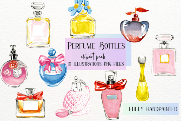 Elegant Watercolor Perfumes: Designer's Guide to Bottles Ill