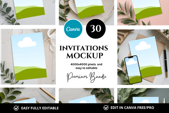 Elevate Your Designs with 30 Invitation Canva Mockup Templates