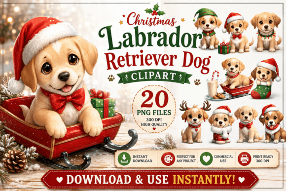Festive Labrador Clipart: A Designer's Holiday Resource