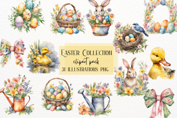 Watercolor Easter Bunny Clipart: Spring Design Essentials