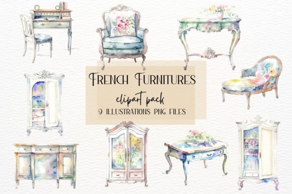 Watercolor French Furniture: A Designer's Guide to Elegant Digital Assets