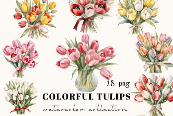 Watercolor Tulips Clipart: Spring Images for Designers