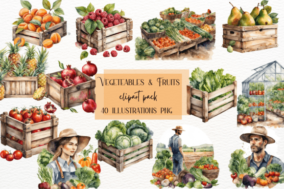 Watercolor Vegetables and Fruits Clipart: A Design Asset