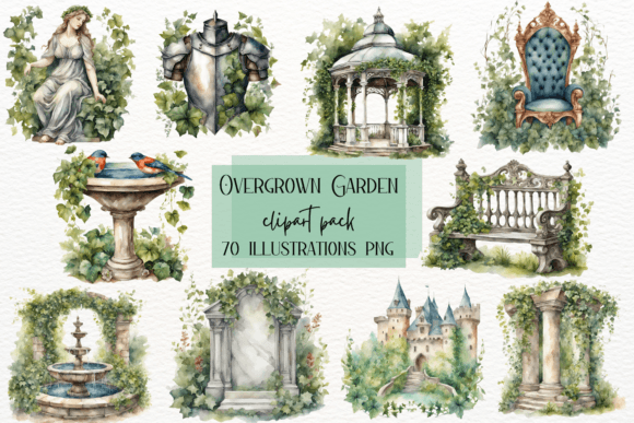 Watercolour Secret Garden Clipart: A Designer's Whimsical Asset
